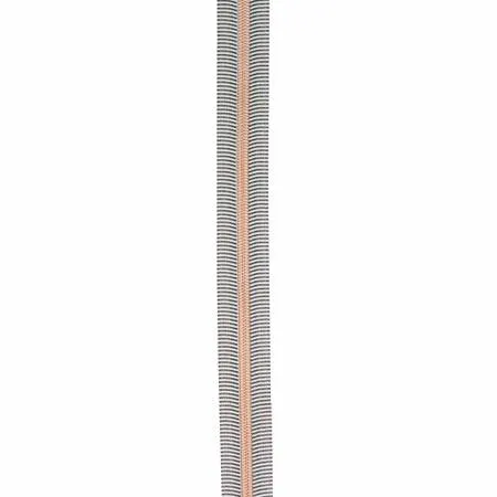 Sallie Tomato Zipper - 3 Yds with 9 Pulls - Black/White Stripe Rose Gold Coil