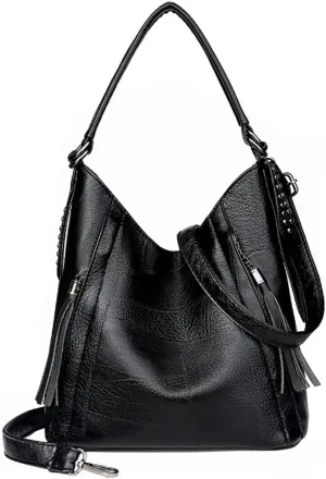 Satchel Handbags For Women Purses Ladies Shoulder Bag With Double Tassels Anti-theft Zipper Bag
