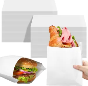 SATINIOR 1000 pack Wet Wax Paper Sandwich Bags Glassine Grease Resistant Paper Bags 7 x 6 x 1 Inch, Semi Translucent, for Bakery Cookies Candy Snacks French Fries