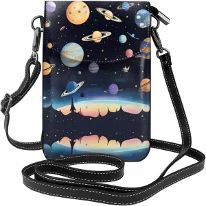 Saturn Jupiter Earth Small Crossbody Bags, Printed Cell Phone Purse with Card Slots, Shoulder Handbag with Strap