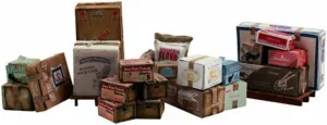 Scenic Accents Miscellaneous Packaged Freight (Boxes, Crates, Sacks Total 6 diff.) HO Scale Woodland Scenics