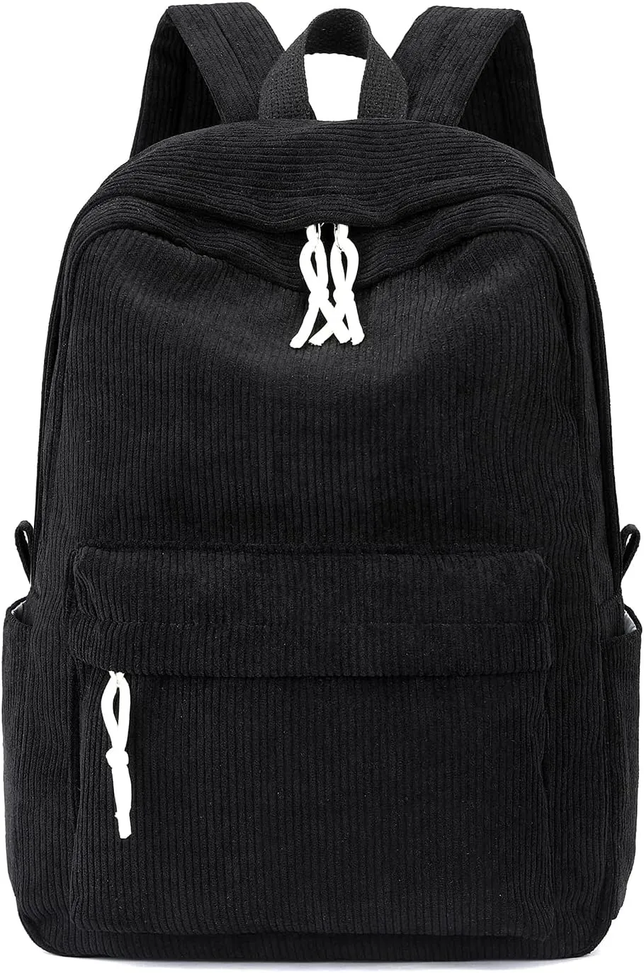 School Backpack for Girls Corduroy Bookbag 16inch Elementary Primary Preschool for Teen Boys Girl Travel Casual Daypacks (Black)