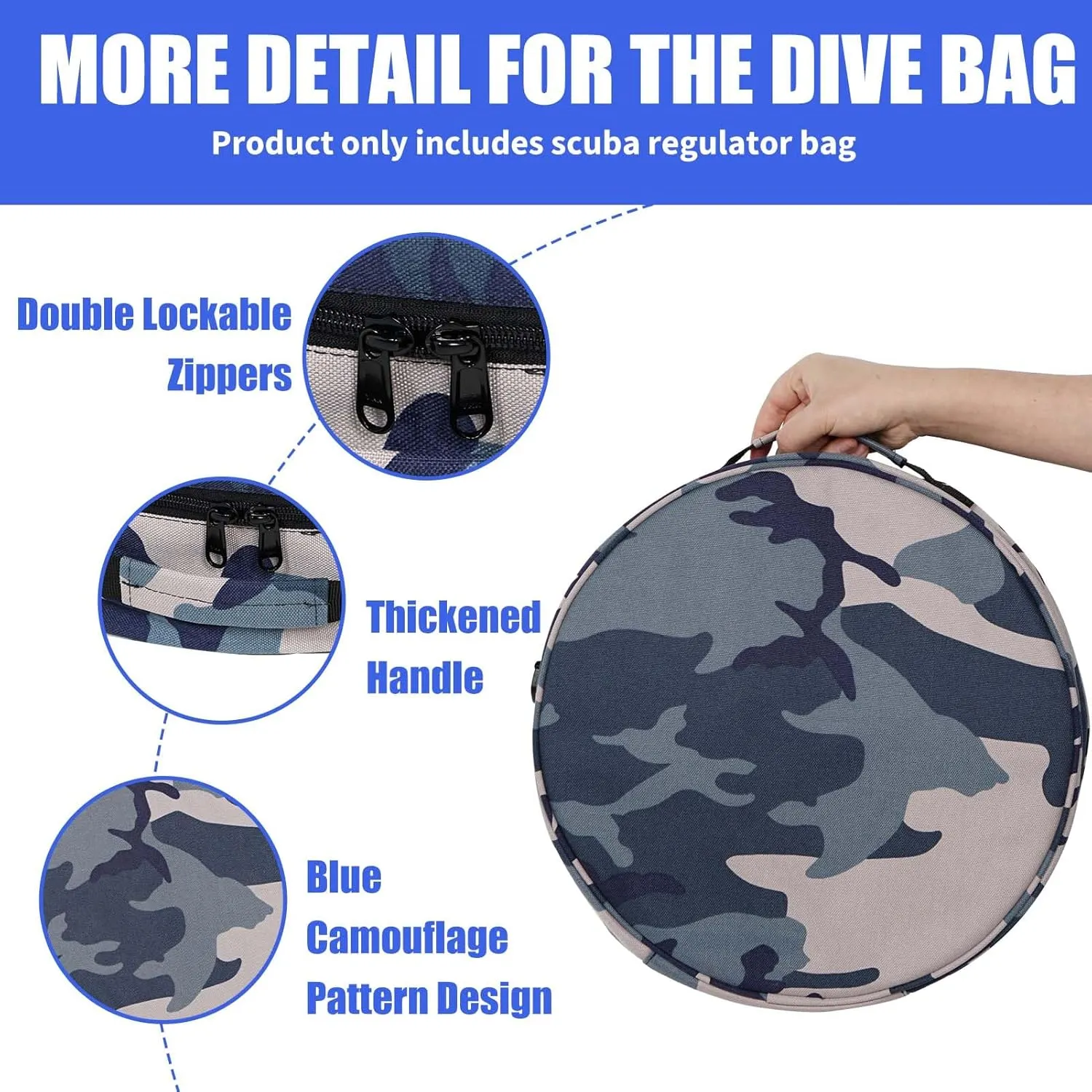 Scuba Regulator Bag, Diving Regulator Protective Bags with Double Lockable Zippers Carry on Bag for Dive Regulator with Adjustable Shoulder Strap