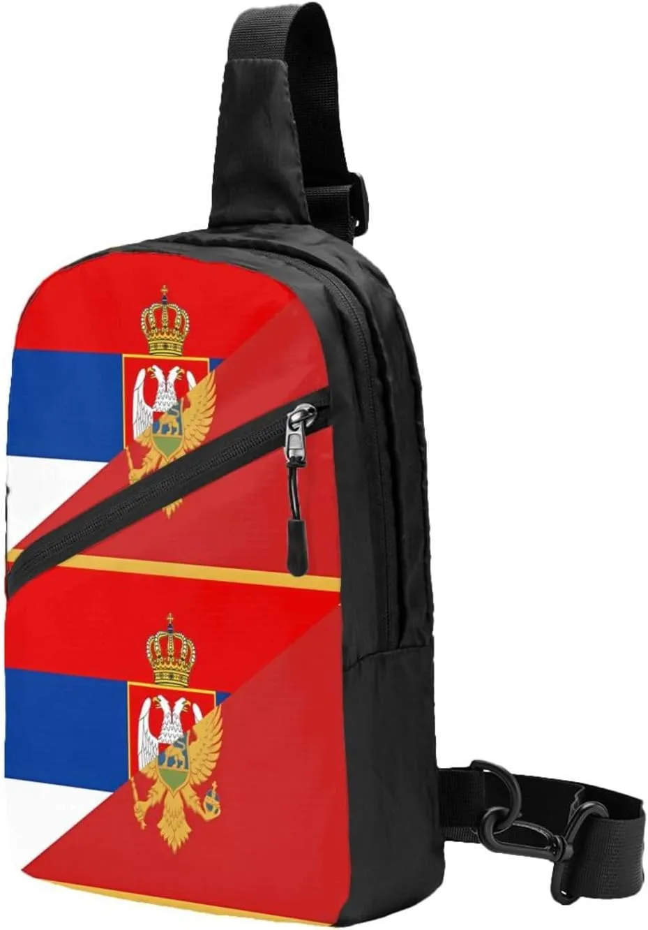 Serbia Montenegro Flag Packable Crossbody Bag Portable Sling Bags Foldable Travel Daypack Reusable Sports Shoulder Backpack Diagonally Chest Bag for Workout