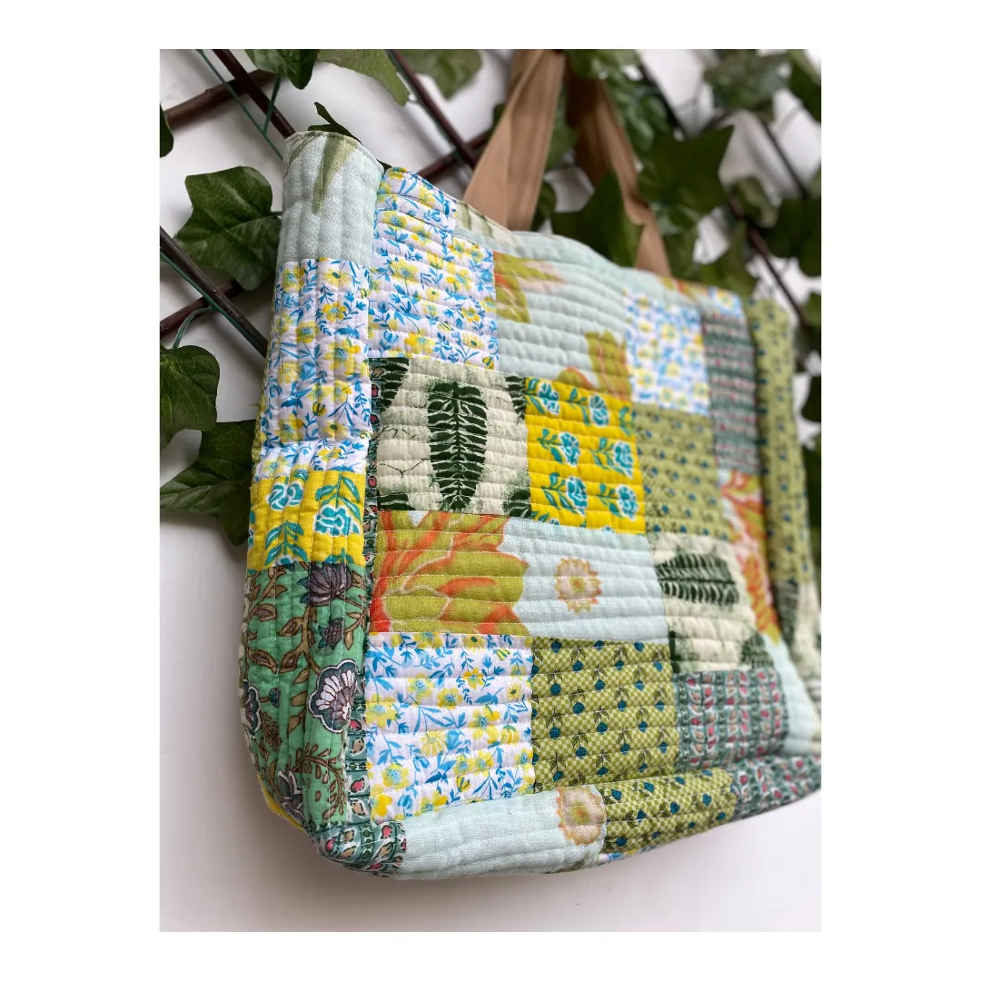 Shades of Green Quilted Tote bag