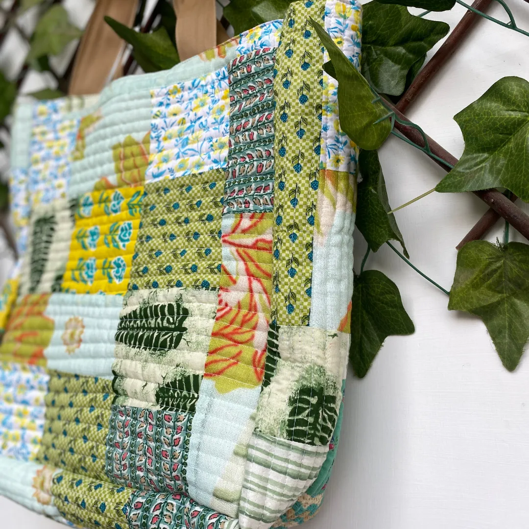 Shades of Green Quilted Tote bag