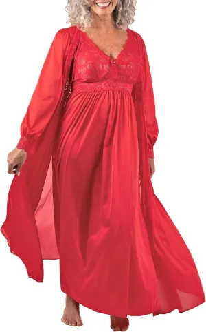 Shadowline Women's Nightgown Robe Peignoir Set Silhouette Nylon Sleepwear