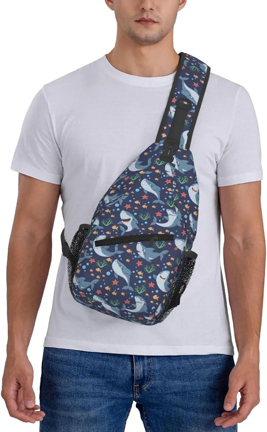 Sharks Sea Dwellers Marine Inhabitants Chest Sling Bag Crossbody Shoulder Backpack Bag Gym Cycling Travel Hiking Daypack Cross Bag