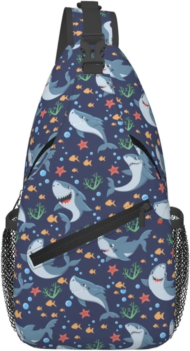 Sharks Sea Dwellers Marine Inhabitants Chest Sling Bag Crossbody Shoulder Backpack Bag Gym Cycling Travel Hiking Daypack Cross Bag