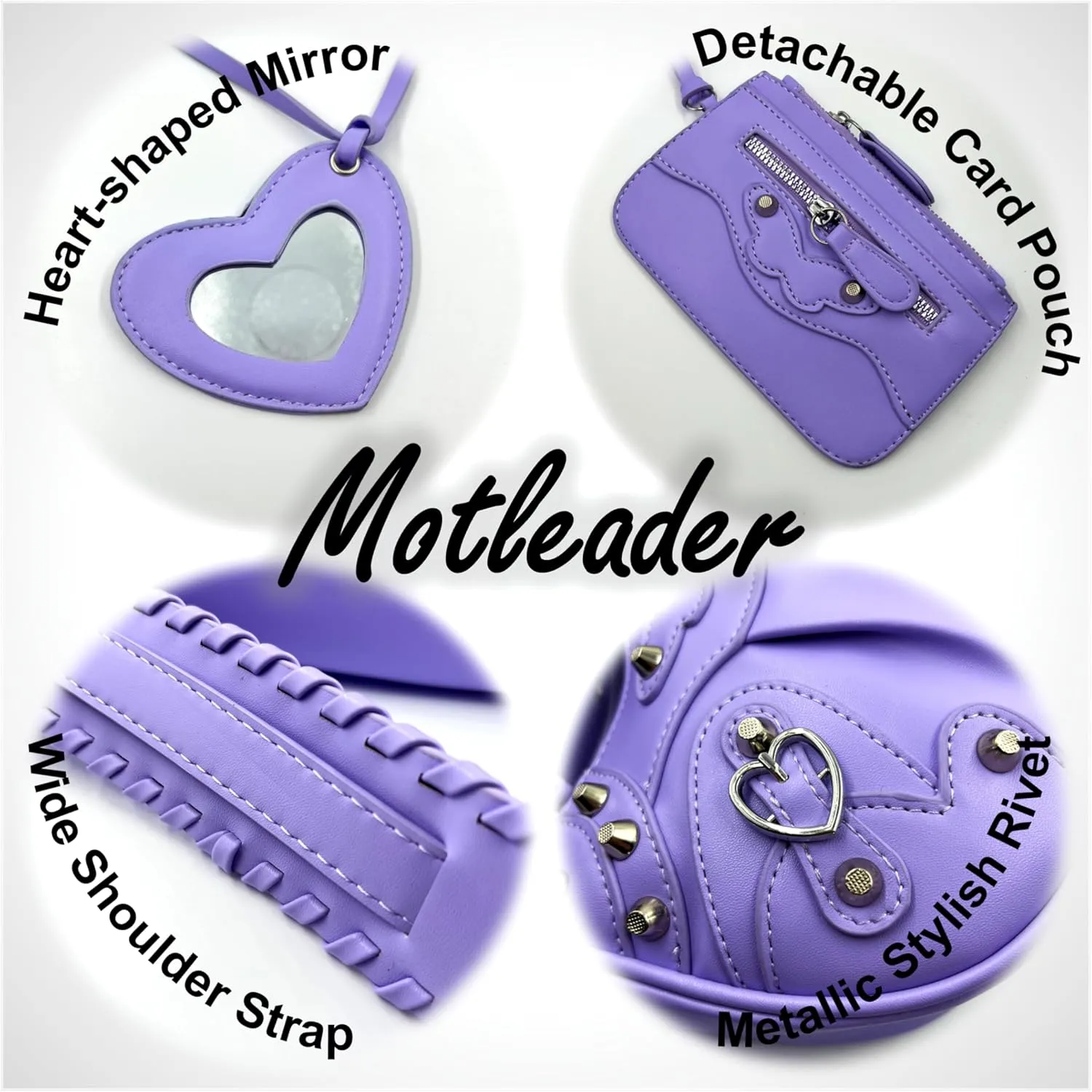 Shoulder Bag for Women, Leather Hobo Bag, Punk Style Y2k Crossbody Purse with Rivet