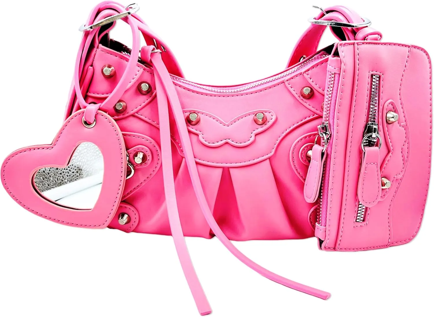 Shoulder Bag for Women, Leather Hobo Bag, Punk Style Y2k Crossbody Purse with Rivet