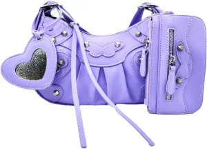 Shoulder Bag for Women, Leather Hobo Bag, Punk Style Y2k Crossbody Purse with Rivet