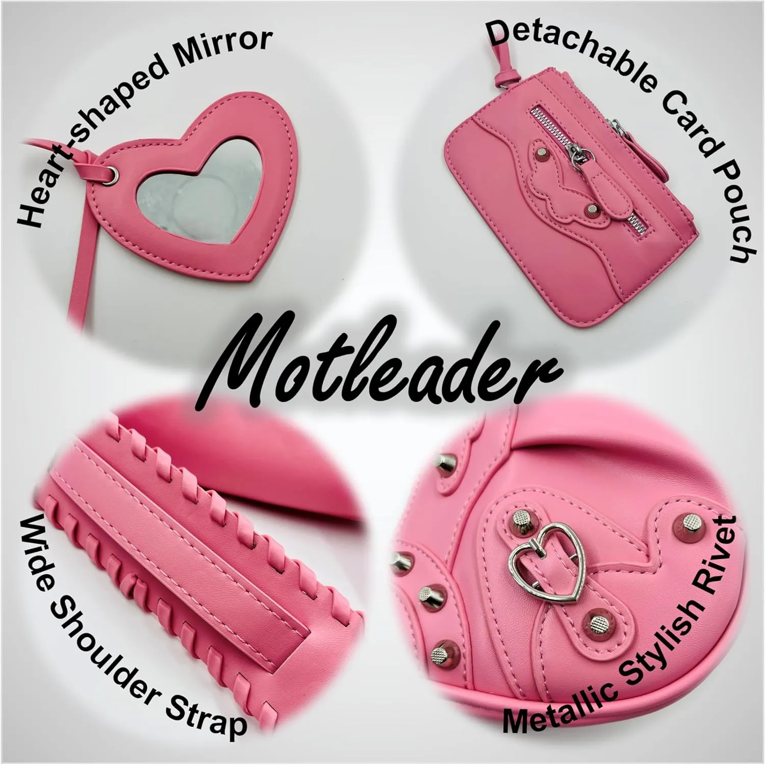 Shoulder Bag for Women, Leather Hobo Bag, Punk Style Y2k Crossbody Purse with Rivet