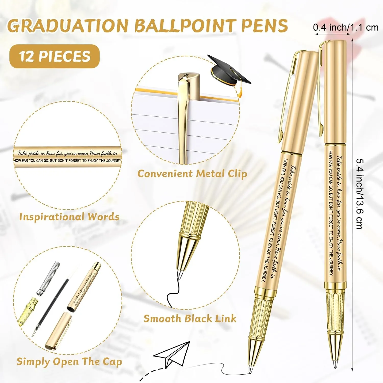 Silkfly 12 Sets Graduation Gift Bulk 2025 for Her, Makeup Bag Inspirational Pen, Class of 2025 Acrylic Keychain with Tassel, Congratulations Gift for Student, Teen, College, High School(Gold)
