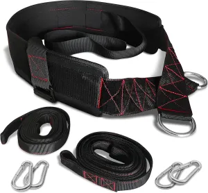 Sled Pulling Belt, Adjustable Closure, 2 Straps & 4 Hooks - for Multidirectional Resistance Training, Strength and Agility