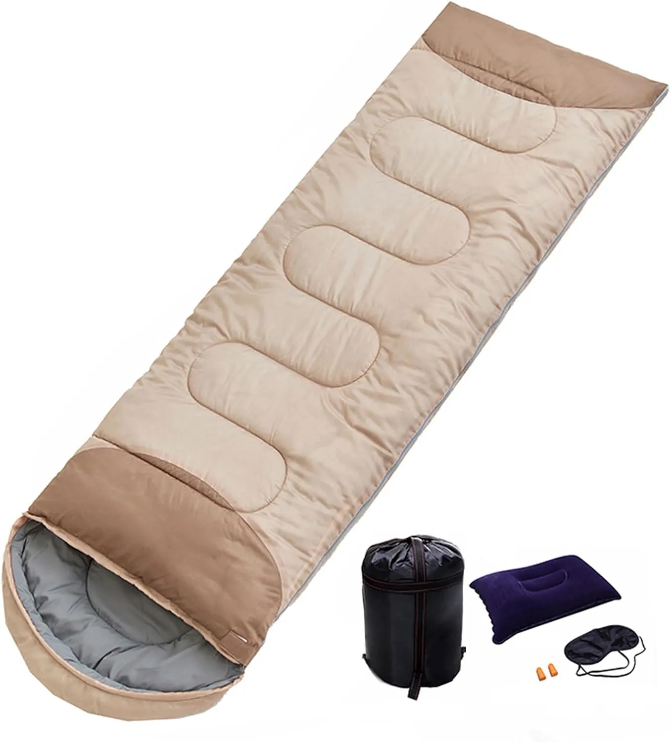 Sleeping Bag with Pillow, Summer Seasons Lightweight Waterproof Warm Sleeping Bag for Outdoors Camping, Hiking, Backpacking