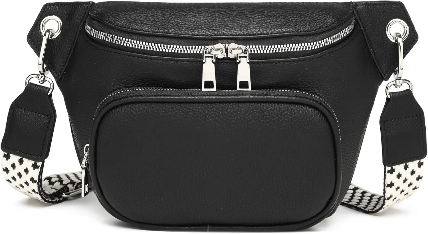Sling Bag Crossbody Backpack - 2 in 1 Leather Cross Body Bag Fanny Pack with 2 Removable Straps