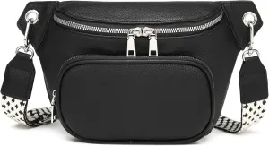Sling Bag Crossbody Backpack - 2 in 1 Leather Cross Body Bag Fanny Pack with 2 Removable Straps