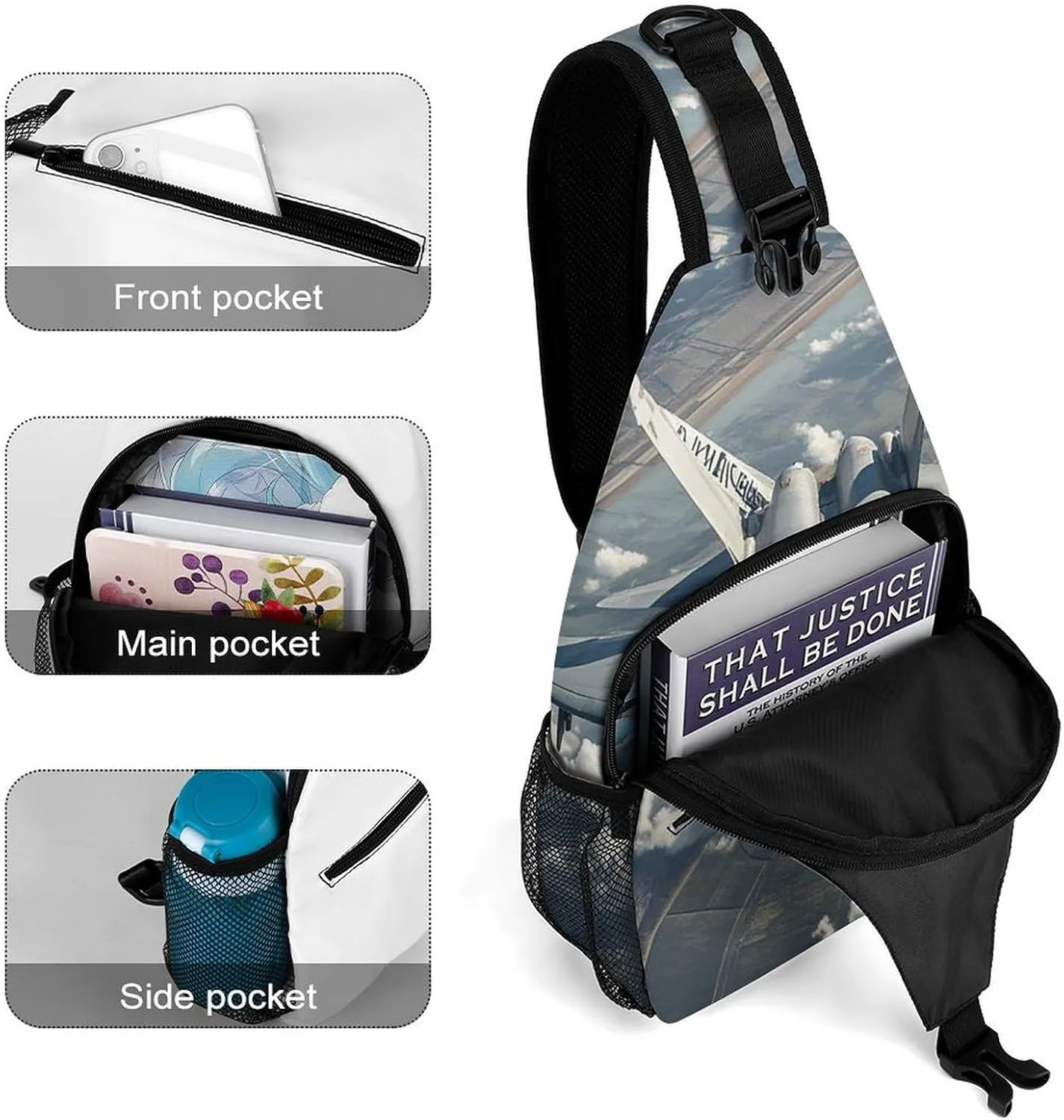 Sling Bag Crossbody Shoulder Bag Cross Chest Bag Animal Shocked Expression Sling Backpack Travel Hiking Daypack