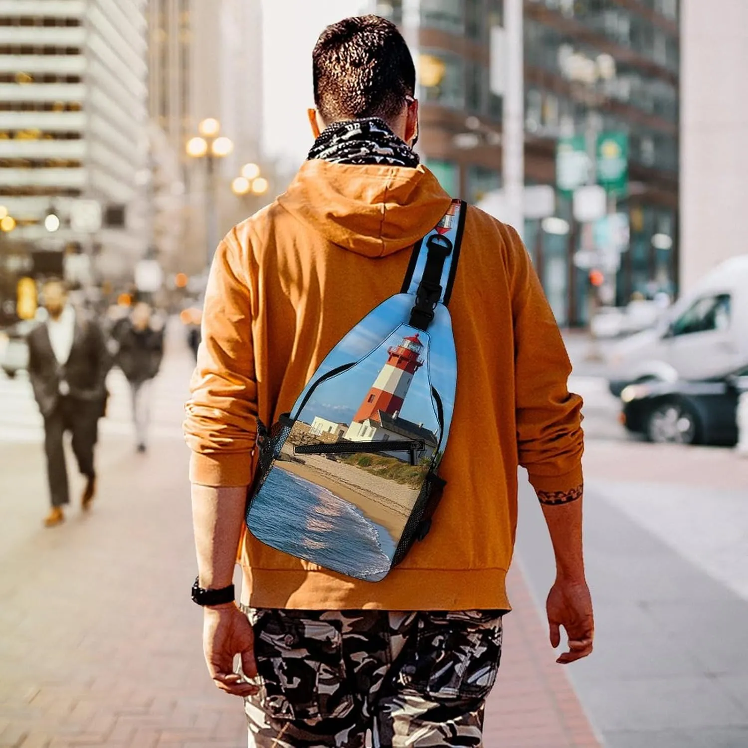 Sling Bag Crossbody Shoulder Bag Cross Chest Bag Beach Lighthouse Sling Backpack Travel Hiking Daypack