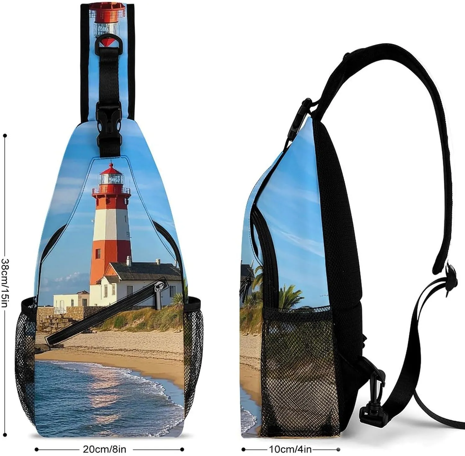 Sling Bag Crossbody Shoulder Bag Cross Chest Bag Beach Lighthouse Sling Backpack Travel Hiking Daypack