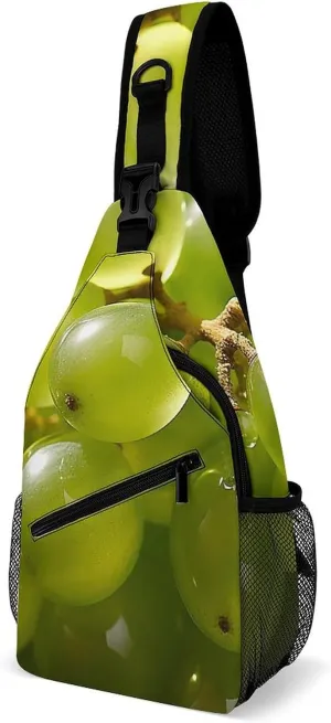 Sling Bag Crossbody Shoulder Bag Cross Chest Bag Bunch of Green Grapes Sling Backpack Travel Hiking Daypack