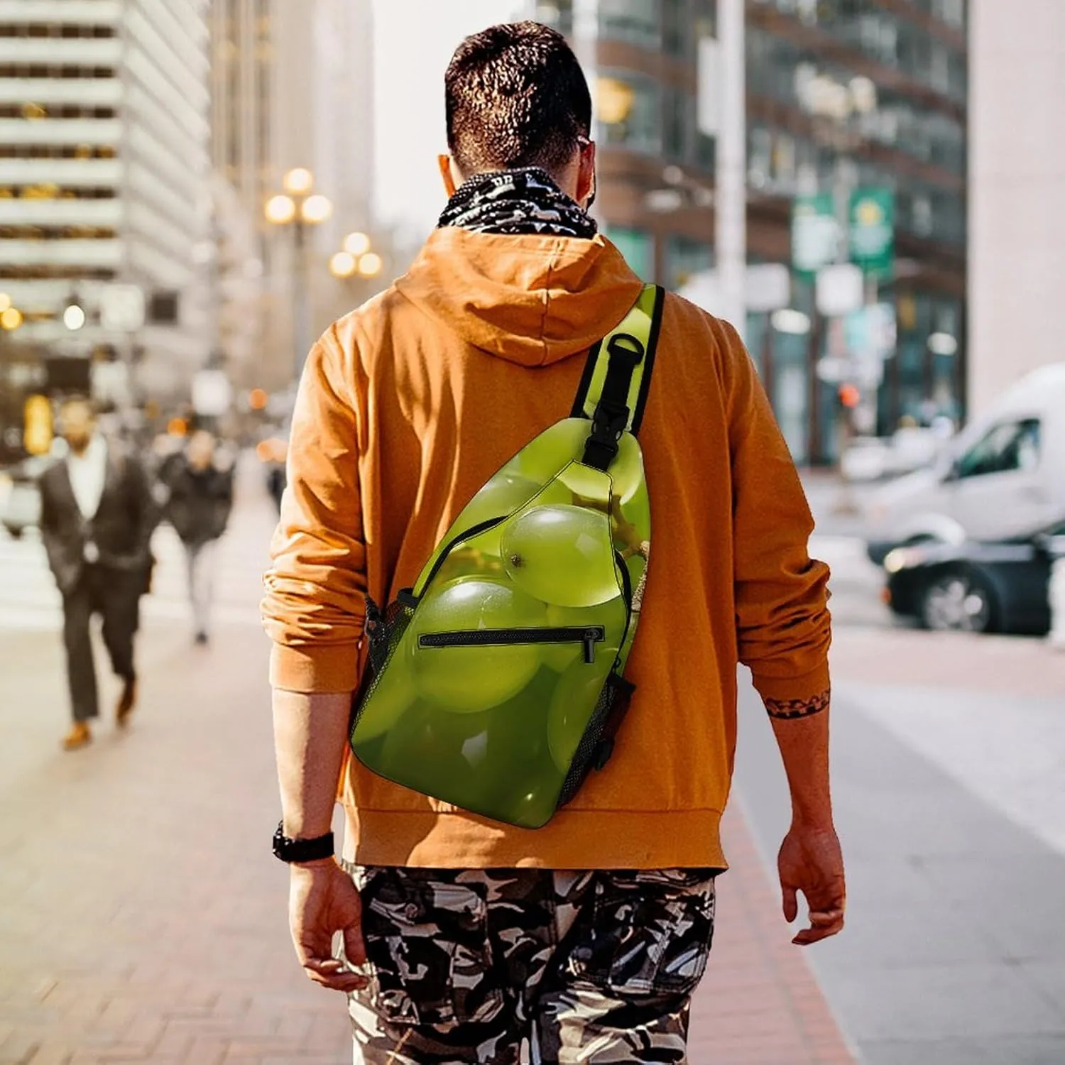 Sling Bag Crossbody Shoulder Bag Cross Chest Bag Bunch of Green Grapes Sling Backpack Travel Hiking Daypack