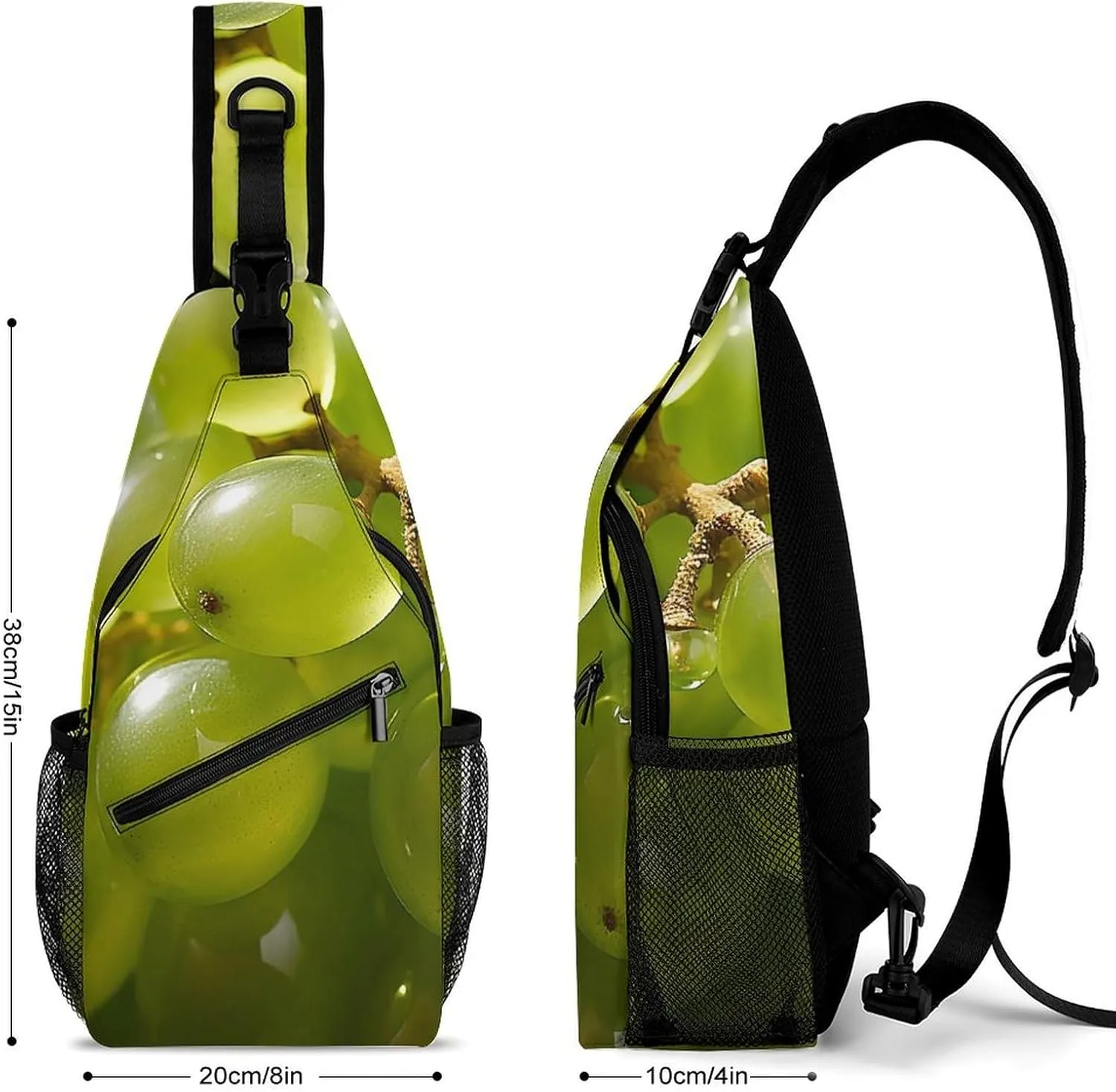 Sling Bag Crossbody Shoulder Bag Cross Chest Bag Bunch of Green Grapes Sling Backpack Travel Hiking Daypack