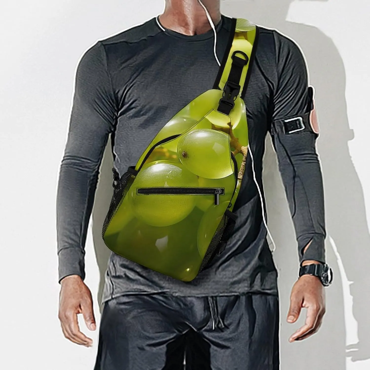 Sling Bag Crossbody Shoulder Bag Cross Chest Bag Bunch of Green Grapes Sling Backpack Travel Hiking Daypack