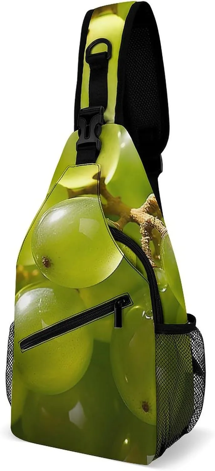 Sling Bag Crossbody Shoulder Bag Cross Chest Bag Bunch of Green Grapes Sling Backpack Travel Hiking Daypack