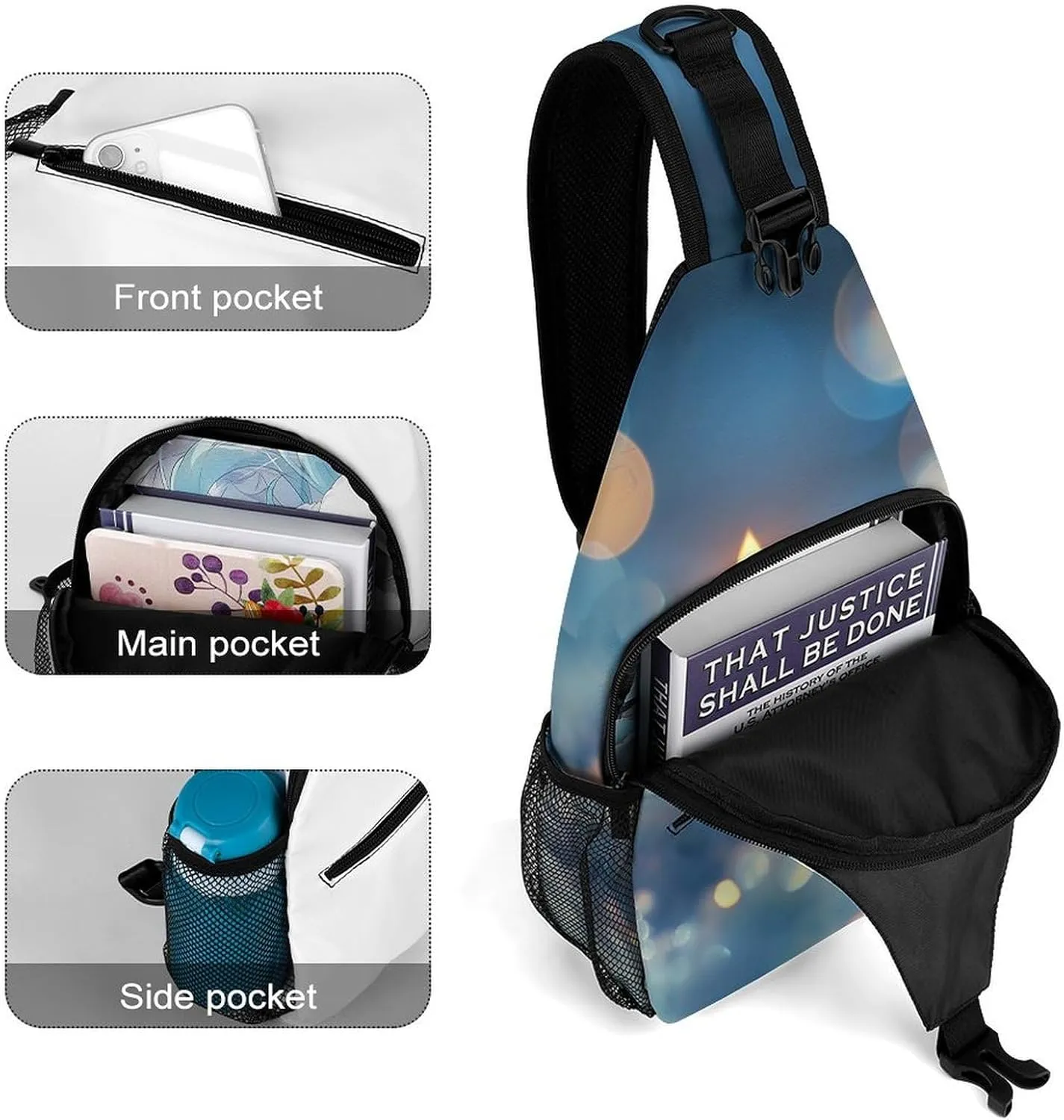 Sling Bag Crossbody Shoulder Bag Cross Chest Bag Lit Candle Sling Backpack Travel Hiking Daypack