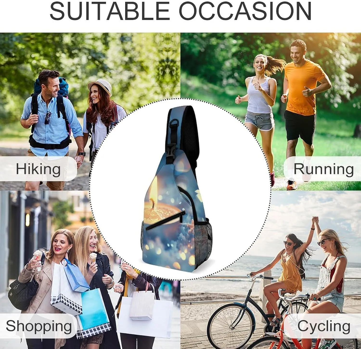 Sling Bag Crossbody Shoulder Bag Cross Chest Bag Lit Candle Sling Backpack Travel Hiking Daypack