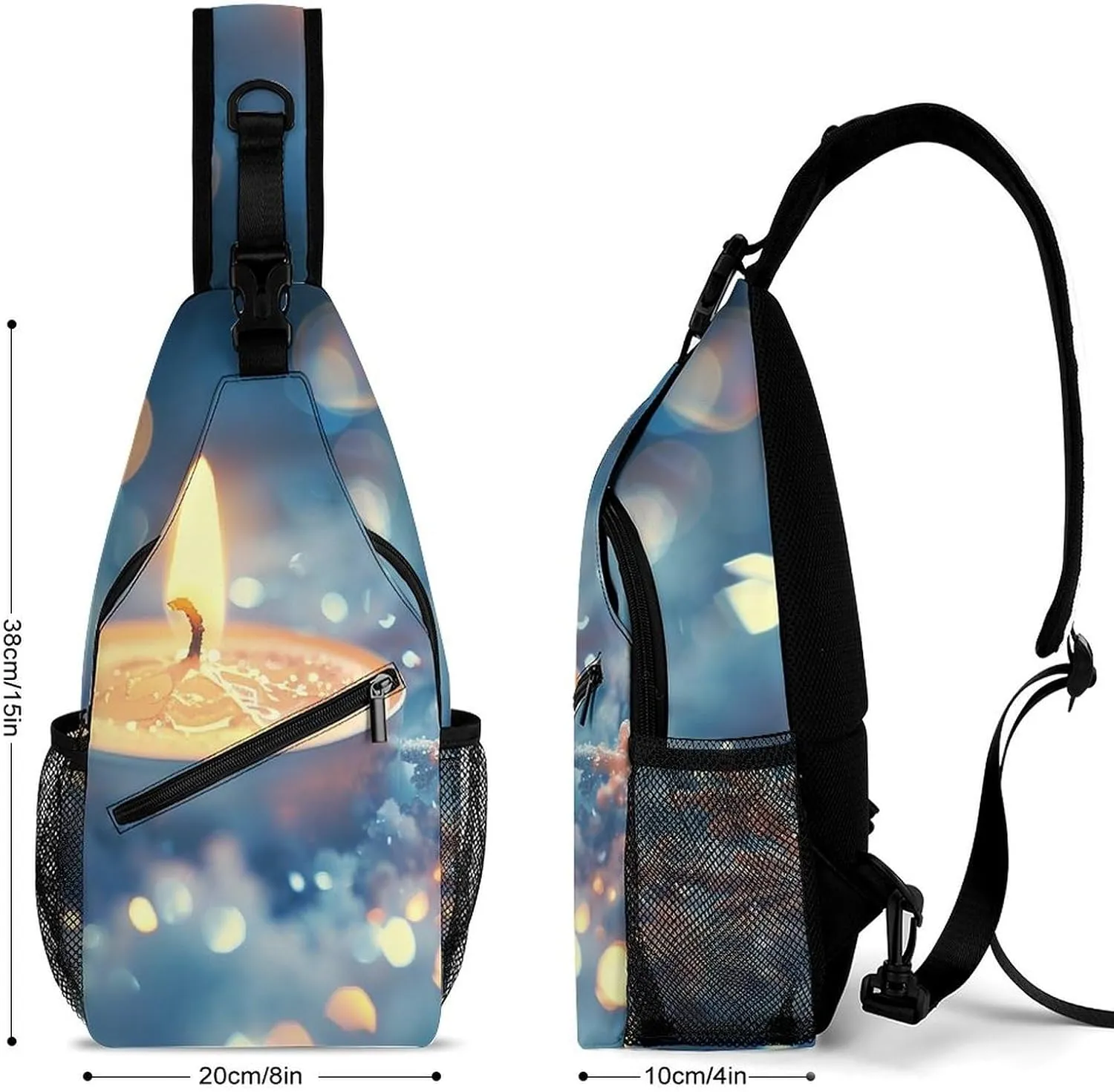 Sling Bag Crossbody Shoulder Bag Cross Chest Bag Lit Candle Sling Backpack Travel Hiking Daypack