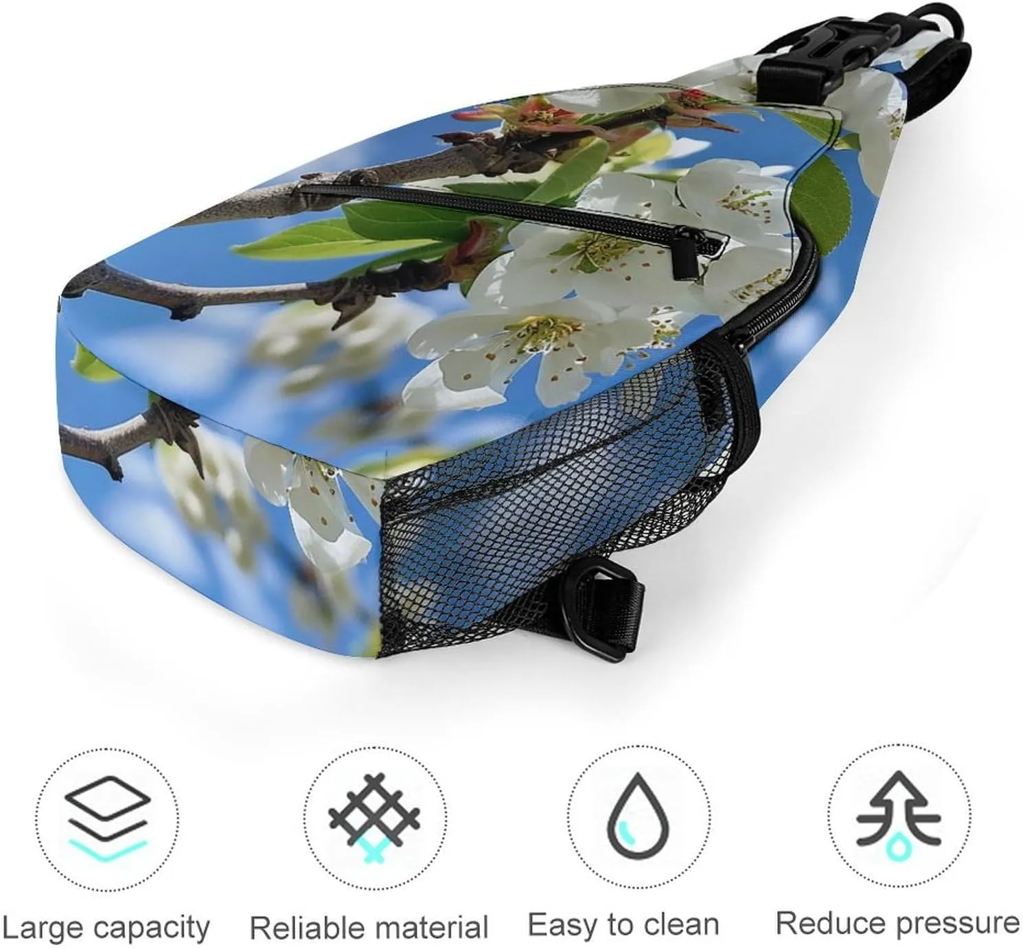 Sling Bag Crossbody Shoulder Bag Cross Chest Bag White Pear Blossom Sling Backpack Travel Hiking Daypack