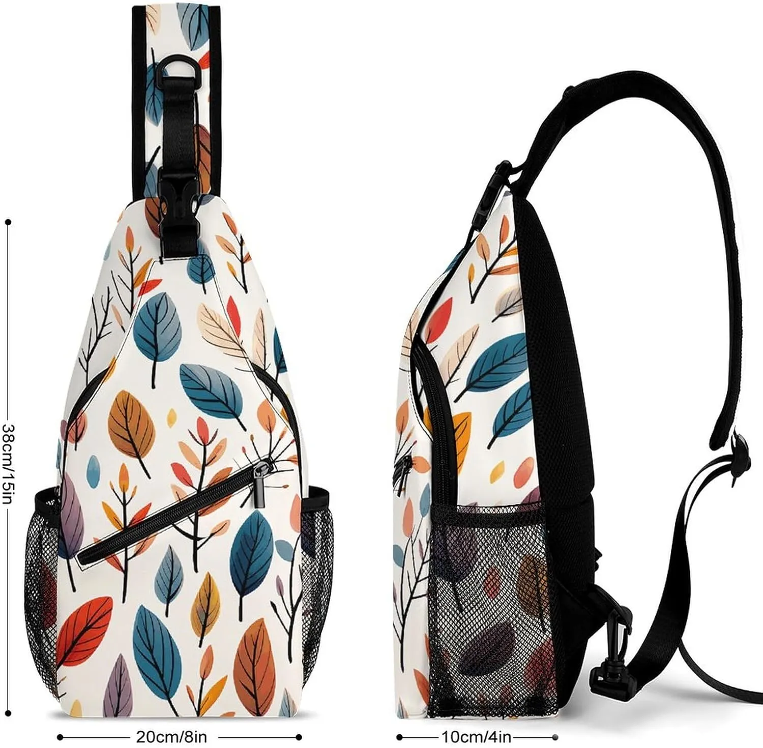Sling Bag for Women Men Chest Bag Bright Leaves Pictures Daypack Fanny Pack Cross Body Bag for Traveling