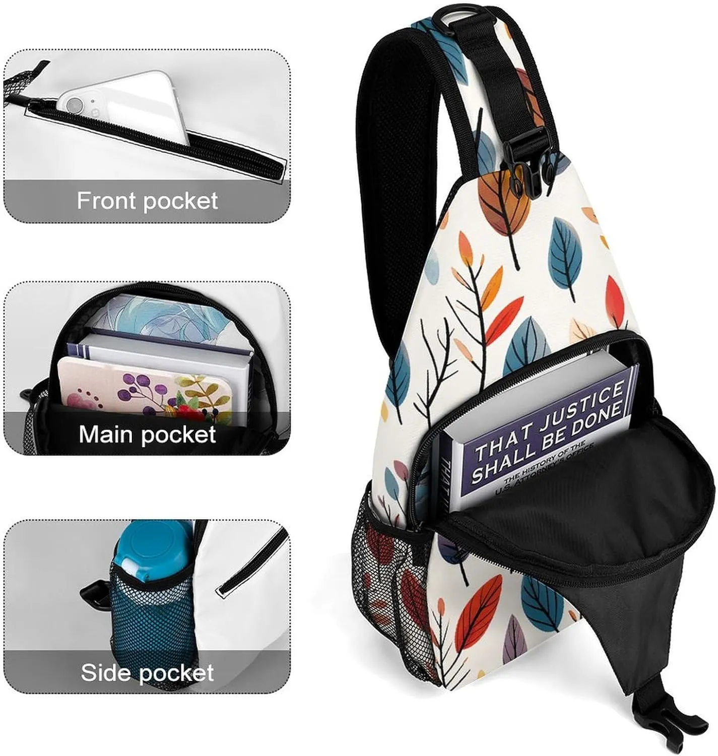 Sling Bag for Women Men Chest Bag Bright Leaves Pictures Daypack Fanny Pack Cross Body Bag for Traveling