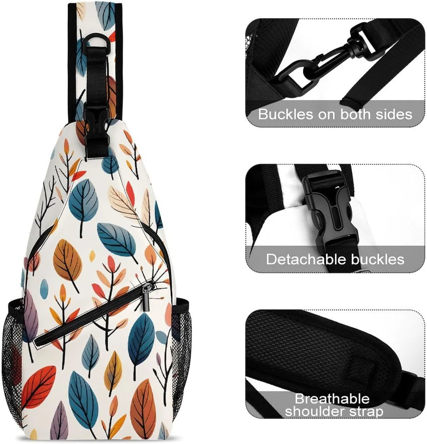 Sling Bag for Women Men Chest Bag Bright Leaves Pictures Daypack Fanny Pack Cross Body Bag for Traveling