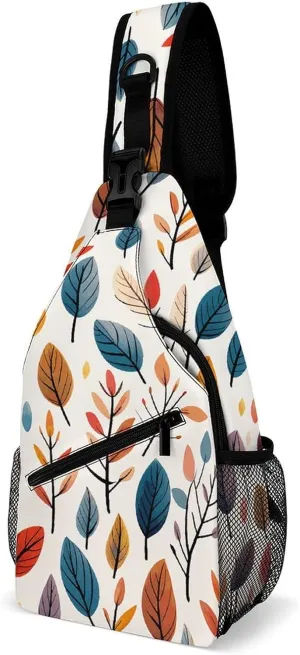 Sling Bag for Women Men Chest Bag Bright Leaves Pictures Daypack Fanny Pack Cross Body Bag for Traveling