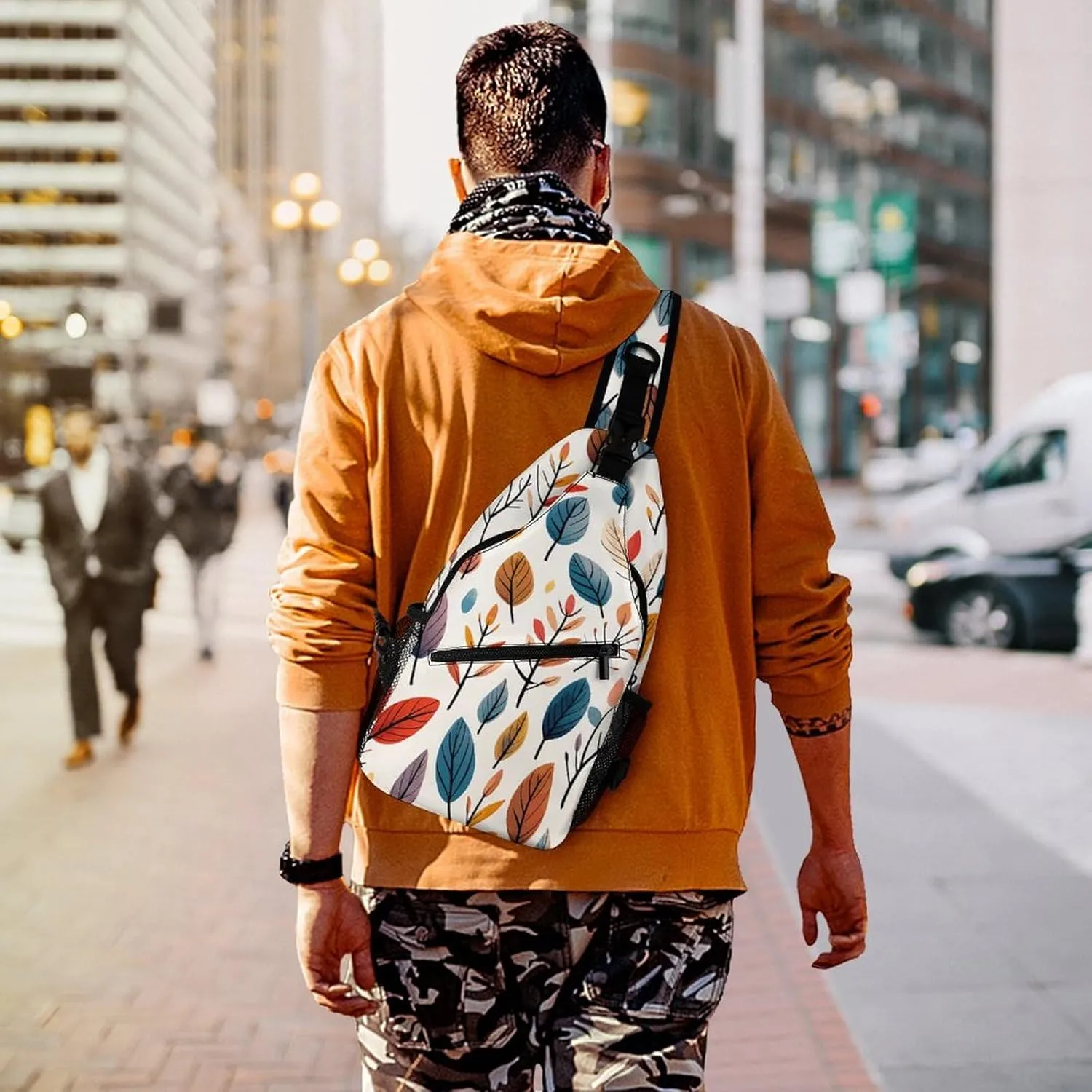Sling Bag for Women Men Chest Bag Bright Leaves Pictures Daypack Fanny Pack Cross Body Bag for Traveling