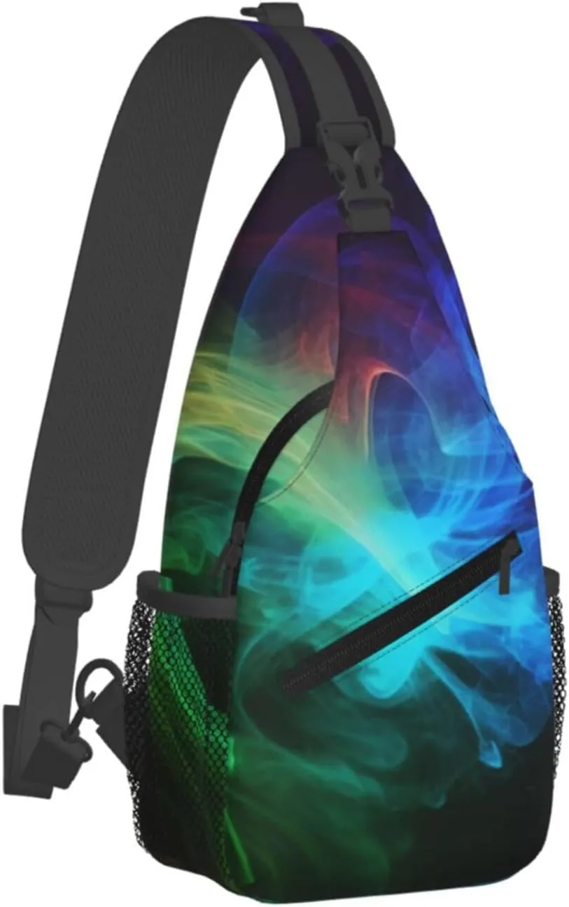 Sling Bag for Women Men Chest Bag Rainbow smoke Crossbody Bag Small Sling Backpack Fanny Packs Hiking Daypack