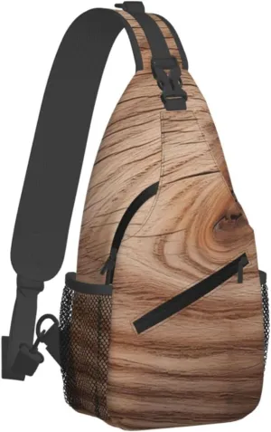 Sling Bag for Women Men Chest Bag Wood grain Crossbody Bag Small Sling Backpack Fanny Packs Hiking Daypack