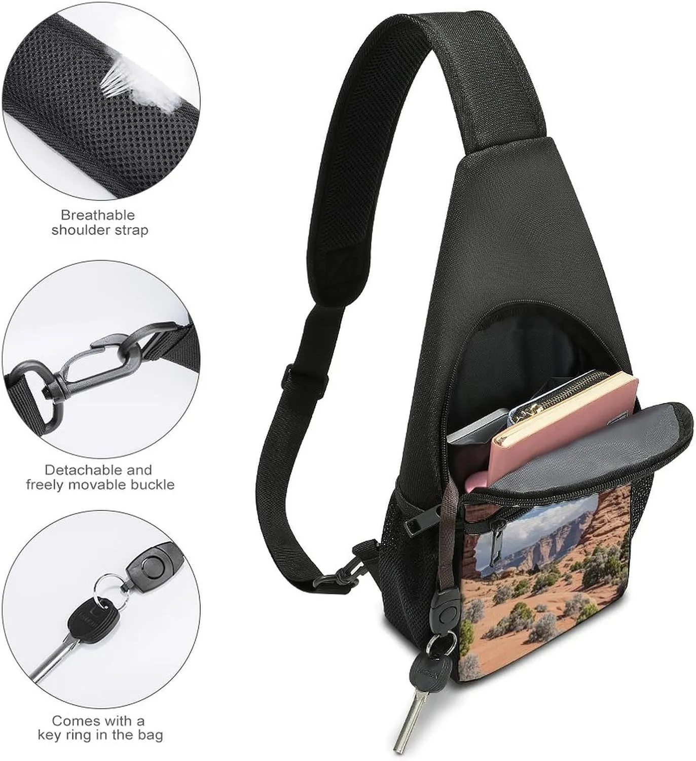 Sling Bag for Women Men Crossbody Bag Chest Bag Adorable Huskies Sling Backpack Fanny Packs Travel Hiking Daypack