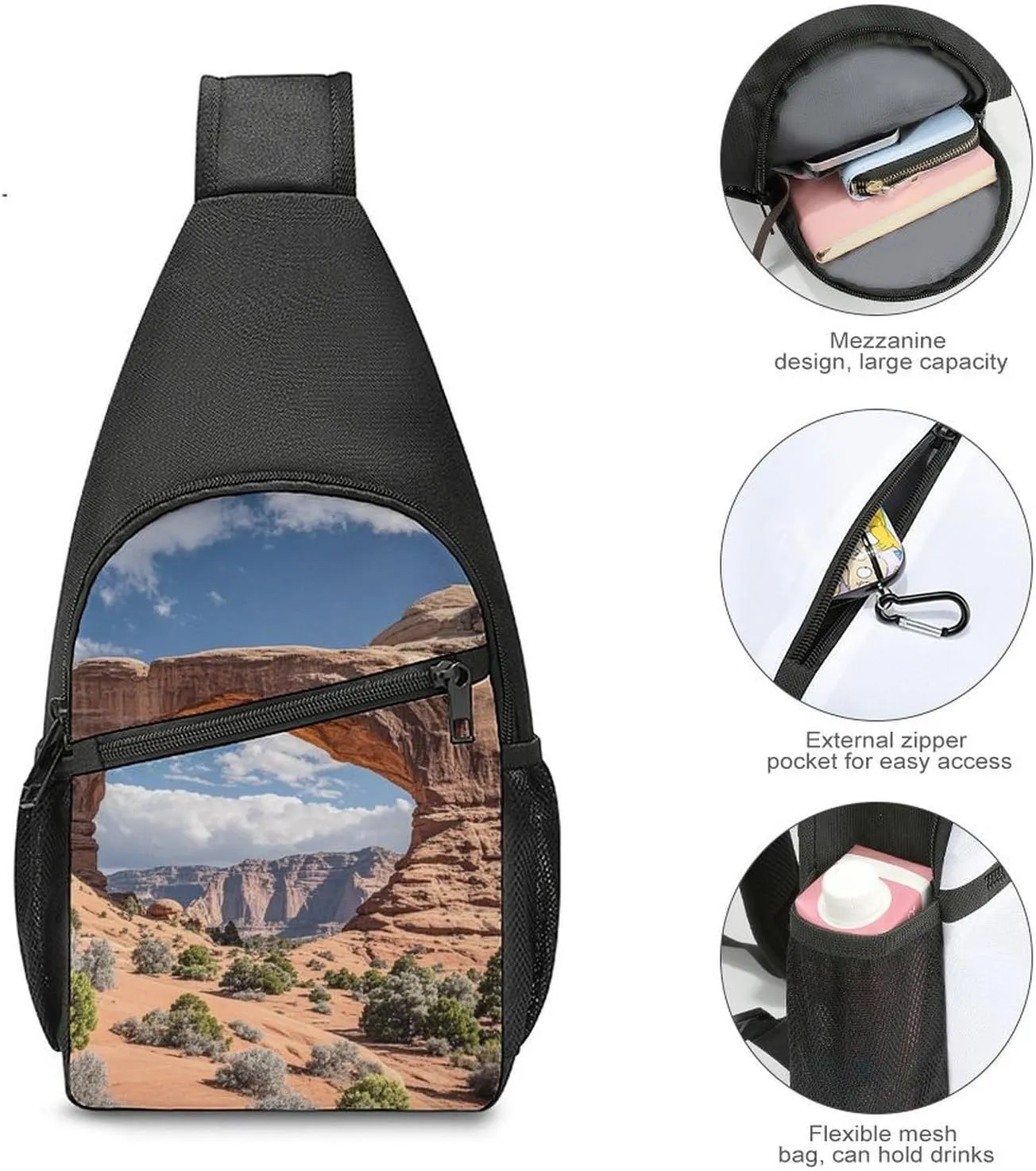 Sling Bag for Women Men Crossbody Bag Chest Bag Adorable Huskies Sling Backpack Fanny Packs Travel Hiking Daypack