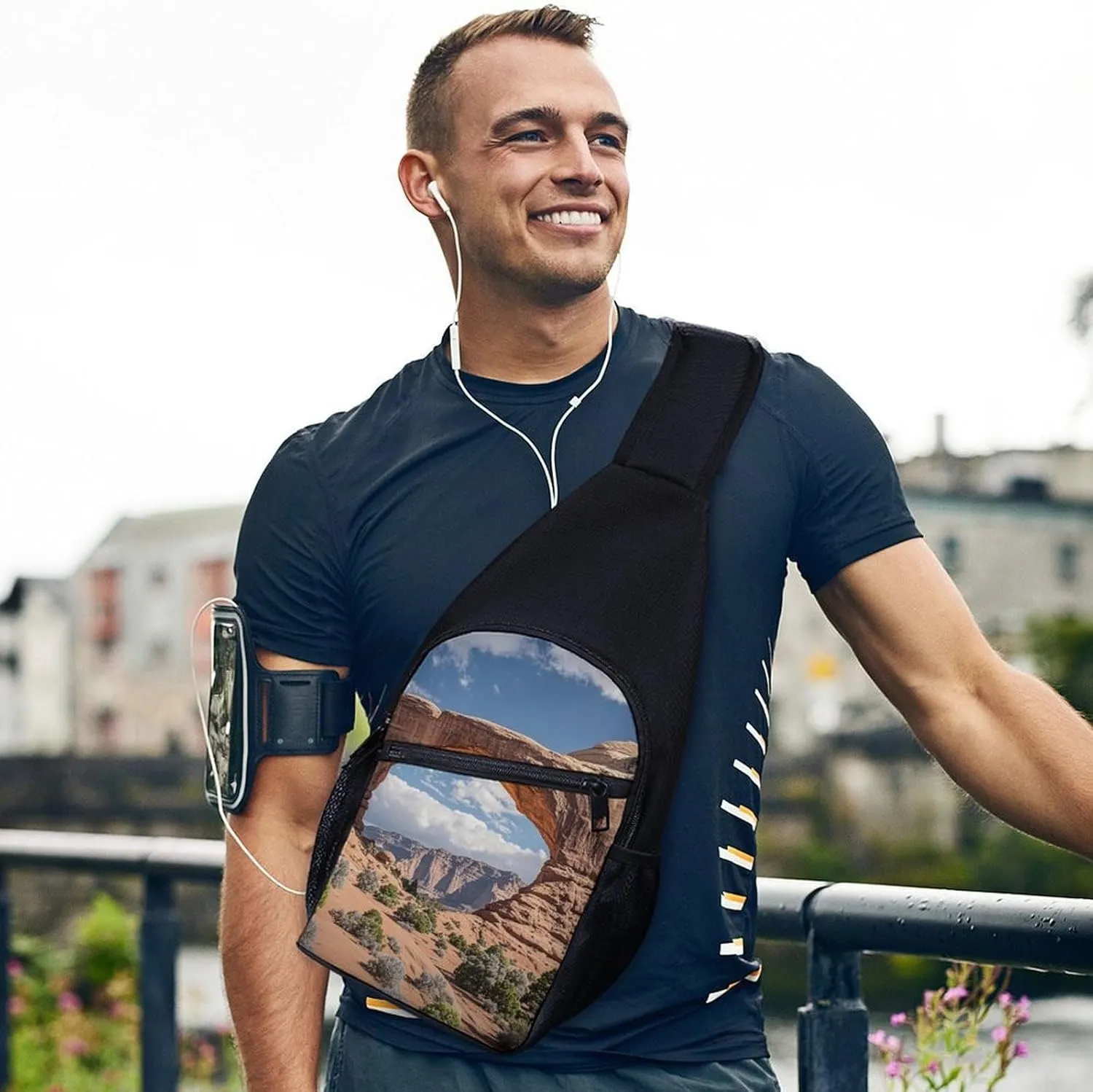 Sling Bag for Women Men Crossbody Bag Chest Bag Adorable Huskies Sling Backpack Fanny Packs Travel Hiking Daypack