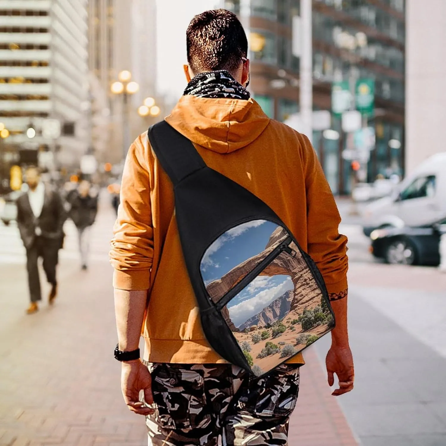 Sling Bag for Women Men Crossbody Bag Chest Bag Adorable Huskies Sling Backpack Fanny Packs Travel Hiking Daypack