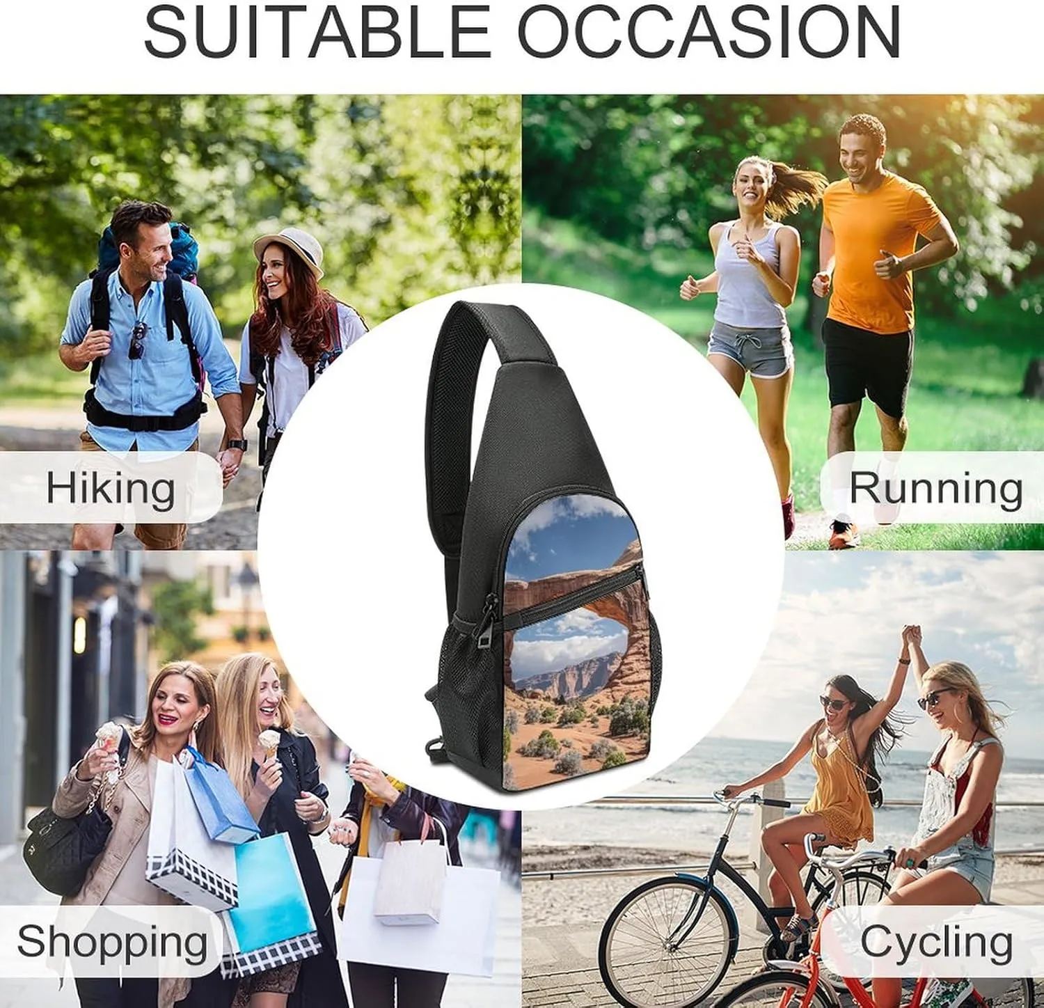 Sling Bag for Women Men Crossbody Bag Chest Bag Adorable Huskies Sling Backpack Fanny Packs Travel Hiking Daypack