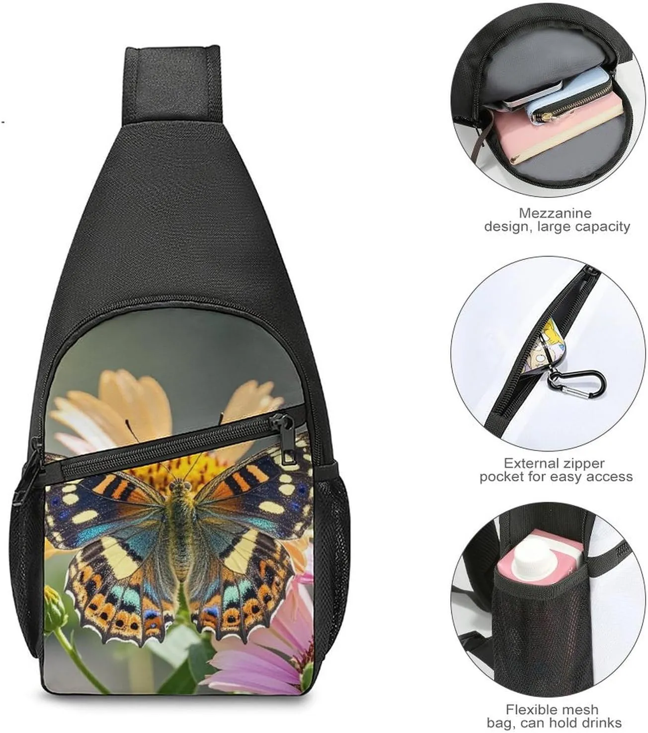 Sling Bag for Women Men Crossbody Bag Chest Bag Boats on Beach Sling Backpack Fanny Packs Travel Hiking Daypack