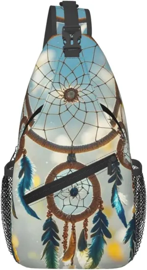 Sling Bag for Women Men Crossbody Bag Chest Bag Native American Dream Catcher Sling Backpack Fanny Packs Travel Hiking Daypack