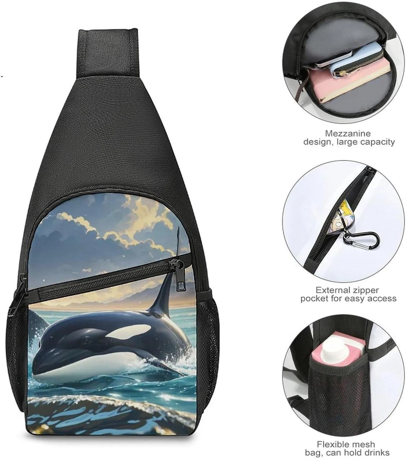 Sling Bag for Women Men Crossbody Bag Chest Bag Party Lights Sling Backpack Fanny Packs Travel Hiking Daypack