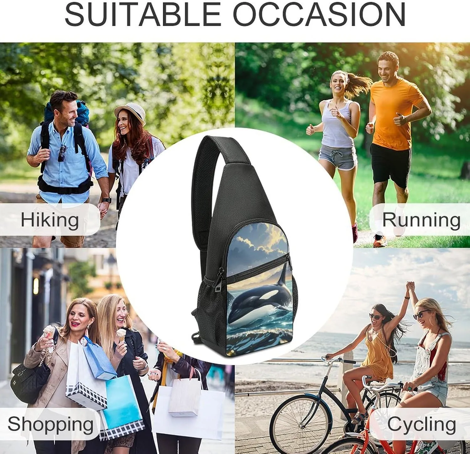 Sling Bag for Women Men Crossbody Bag Chest Bag Party Lights Sling Backpack Fanny Packs Travel Hiking Daypack